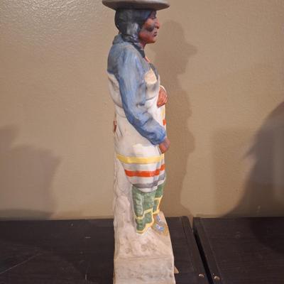 Lionstone "Proud Indian" (or "Casual Indian") porcelain whiskey decanter. -empty