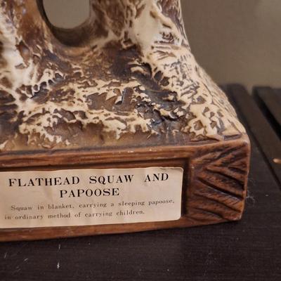 Hoffman "Flathead Squaw & Papoose" decanter. Empty- cork separated from lid