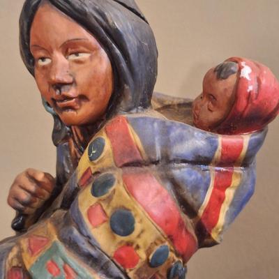 Hoffman "Flathead Squaw & Papoose" decanter. Empty- cork separated from lid