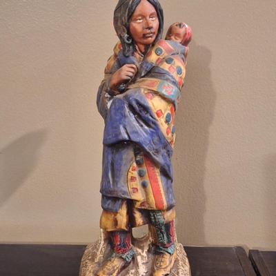 Hoffman "Flathead Squaw & Papoose" decanter. Empty- cork separated from lid