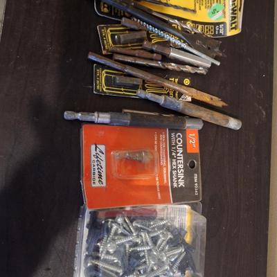 drill bits, countersink , screws and misc. see all photos.