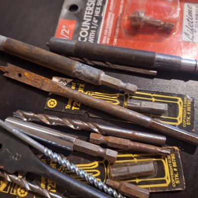 drill bits, countersink , screws and misc. see all photos.