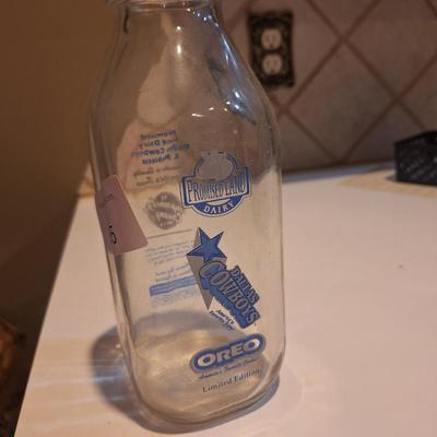 Promised Land Dairy Dallas Cowboys Oreo Limited Edition glass milk bottle