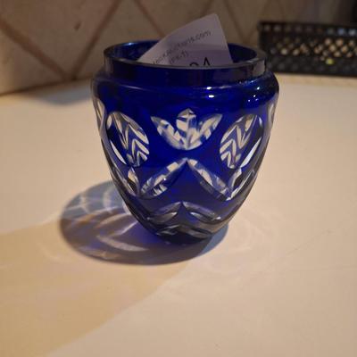 cobalt blue cut to clear base- maker unknown see all photos.