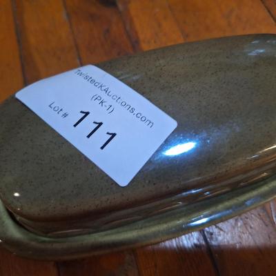 Green butter sidh with scalloped lid