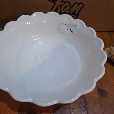 Westmoreland white milk glass bowl in Paneled grape pattern