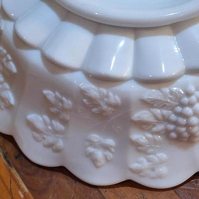 Westmoreland white milk glass bowl in Paneled grape pattern