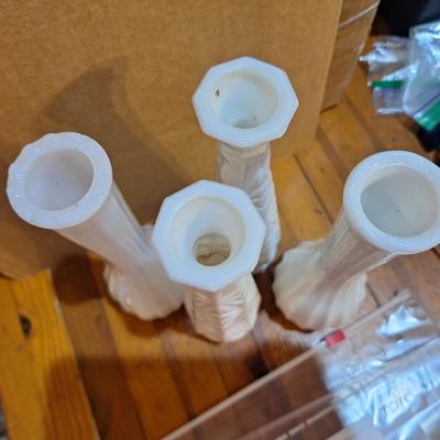 white or milk glass bud vases