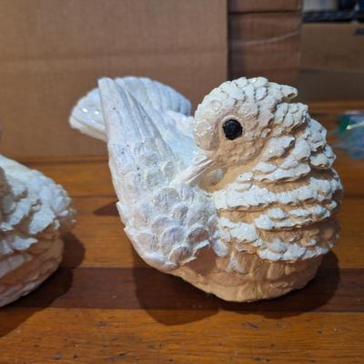 vintage home décor of white doves