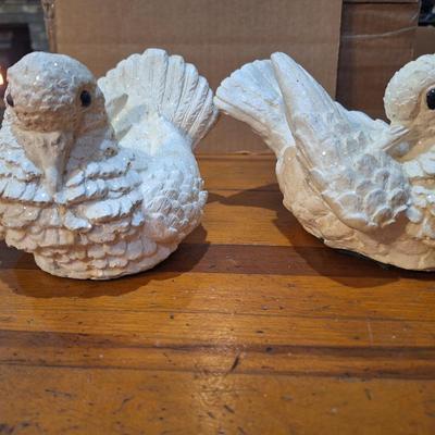 vintage home décor of white doves