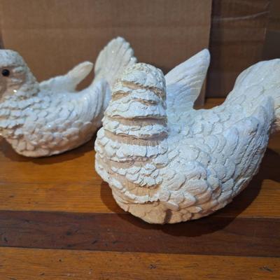 vintage home décor of white doves