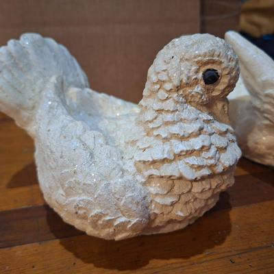 vintage home décor of white doves