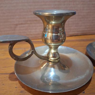 Brass chamberstick candle holders