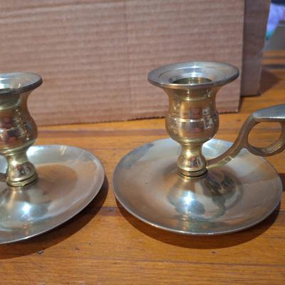 Brass chamberstick candle holders