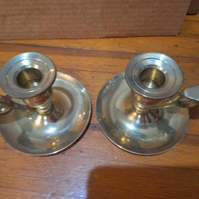 Brass chamberstick candle holders