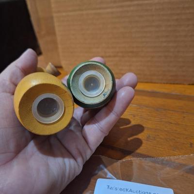 vintage wooden salt and pepper shakers