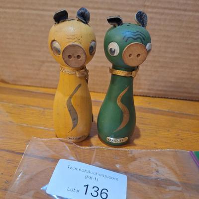 vintage wooden salt and pepper shakers