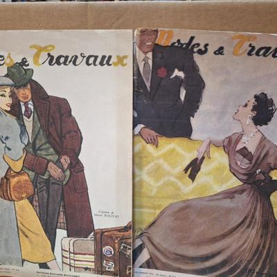 collection of vintage French fashion magazines titled Modes & Travaux.