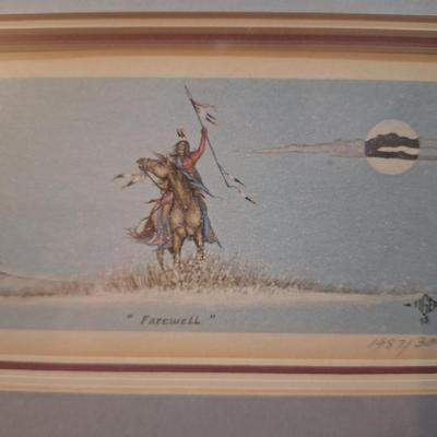 vintage Johnnie Tiger Indian art print titled "Farewell".  #1853/3000