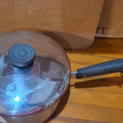 Revere ware copper bottomed stainless steel pots with lids