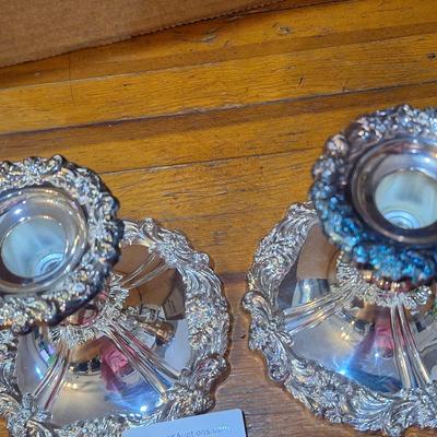 Vintage Sheffield  silverplated Baroque candlesticks