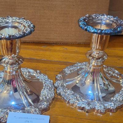 Vintage Sheffield  silverplated Baroque candlesticks