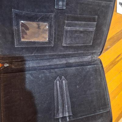 eel skin leather zippered portfolio
