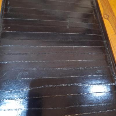 eel skin leather zippered portfolio