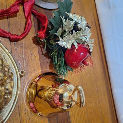 2 blown glass ornmanets and misc other Christmas items.