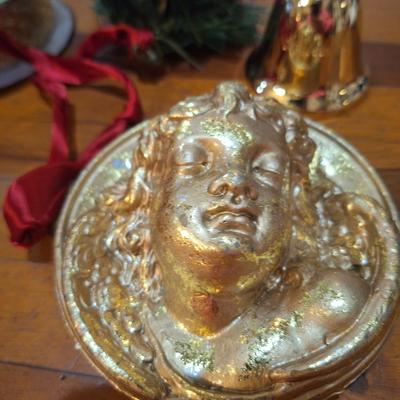 2 blown glass ornmanets and misc other Christmas items.