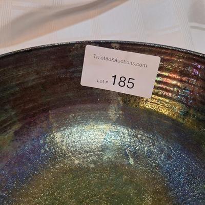Glazed pottery bowl and vase, signed by "Janelle"