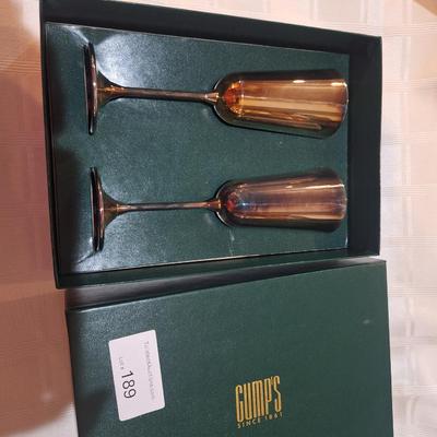 Cumps silver plated champangel flutes in original box