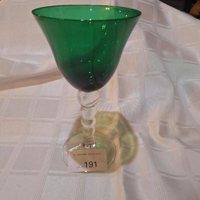 vintage Baccarat Crystal Vega Emerald Green Rhine wine glass