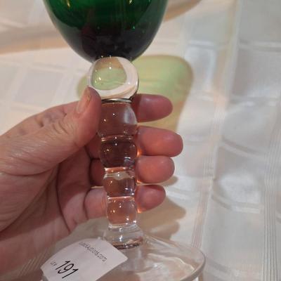 vintage Baccarat Crystal Vega Emerald Green Rhine wine glass
