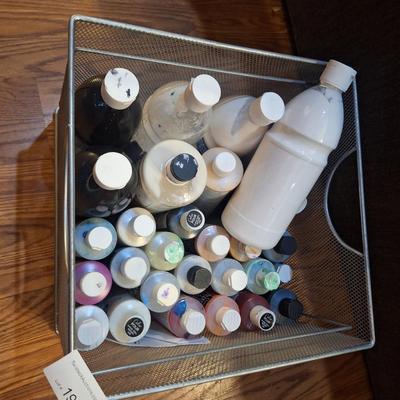 square steel baskety of various paints for crafting