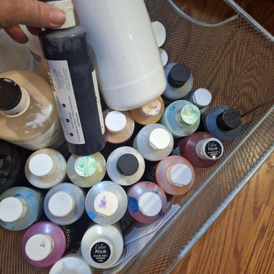 square steel baskety of various paints for crafting