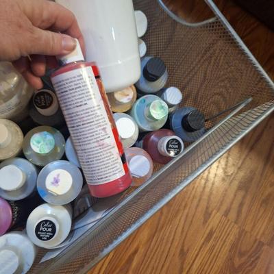 square steel baskety of various paints for crafting