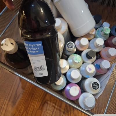 square steel baskety of various paints for crafting