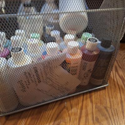 square steel baskety of various paints for crafting