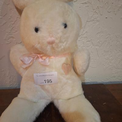 Dakin Wheite heart throb bunny pluch ith pink ribbon