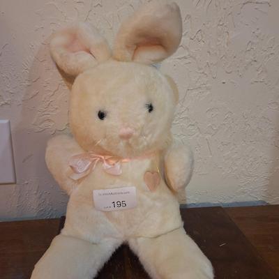 Dakin Wheite heart throb bunny pluch ith pink ribbon