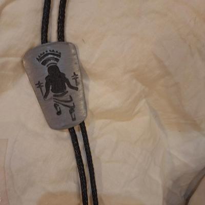Vintage Southwester bolo tie with Native American Kachina Dancer- silver tone but does not apepar to be sterling.