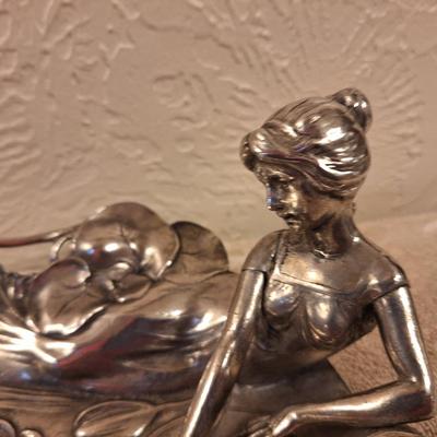 Art Nouveau silver-plated visiting card tray 95% pewter with silver plating.  Made by German company WMF (Württembergische...