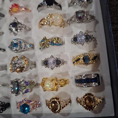 Tray of costume rings in various sizes