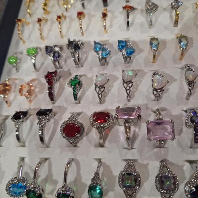 Tray of costume rings in various sizes