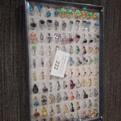 Tray of costume rings in various sizes