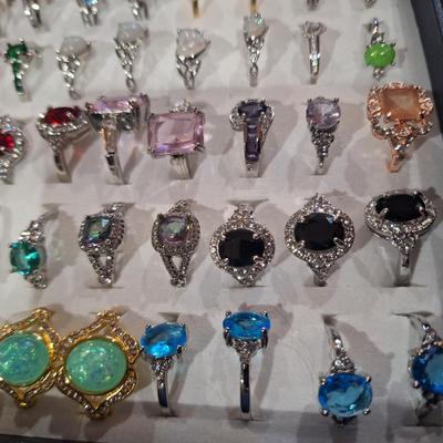 Tray of costume rings in various sizes