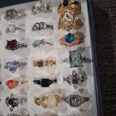 Tray of costume rings in various sizes