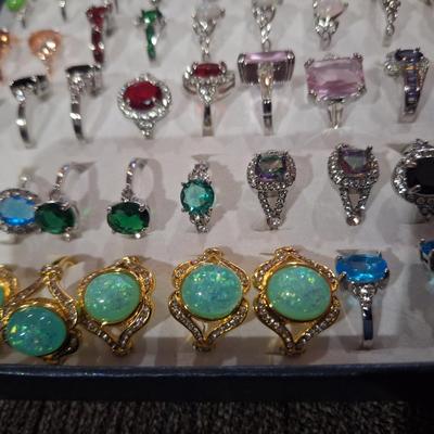 Tray of costume rings in various sizes