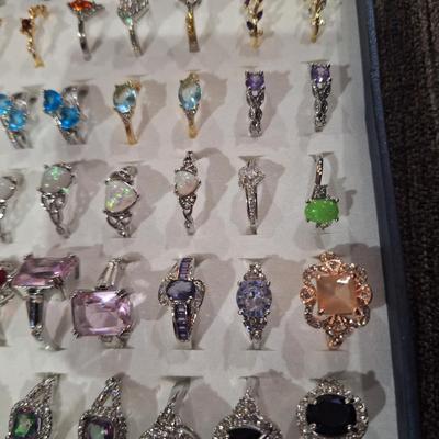 Tray of costume rings in various sizes